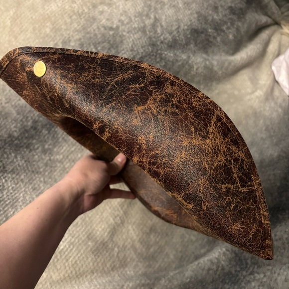 Brown Distressed Faux Leather Pirate Hat - Picture 8 of 11